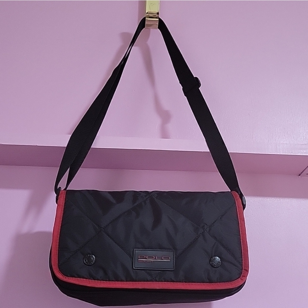 POLO SPORT RALP LAUREN Black and Red NYLON  UNISEX SOFT BAG